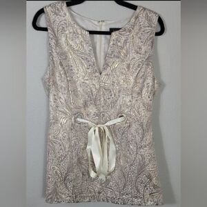 Vintage R&M Richards Brocade Sleeveless Formal Top Size 14/M/L Gold Holiday